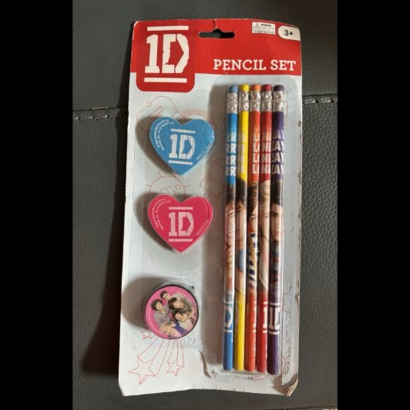 One Direction ID 5 Pencils 1 Erasers 1 Sharpener Harry Zayn Niall Liam Louis - Picture 2 of 3